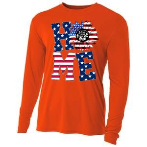 Home USA Sunflower Independence Day Celebration Cooling Performance Long Sleeve Crew