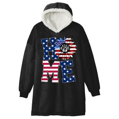 Home USA Sunflower Independence Day Celebration Hooded Wearable Blanket