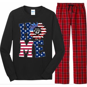 Home USA Sunflower Independence Day Celebration Long Sleeve Pajama Set