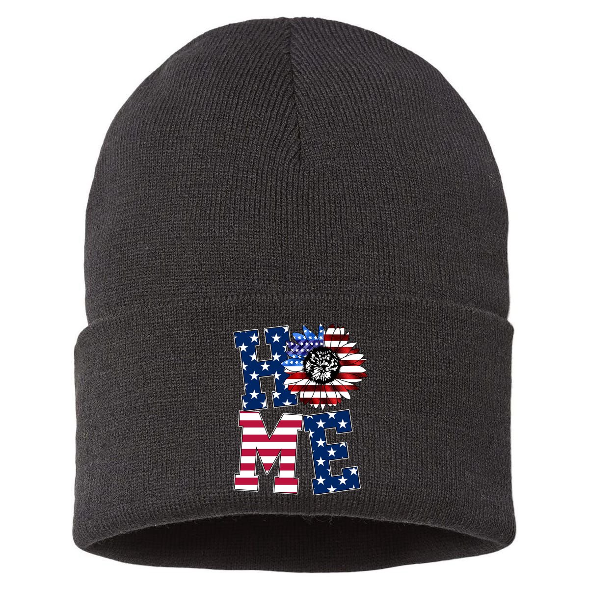 Home USA Sunflower Independence Day Celebration Sustainable Knit Beanie