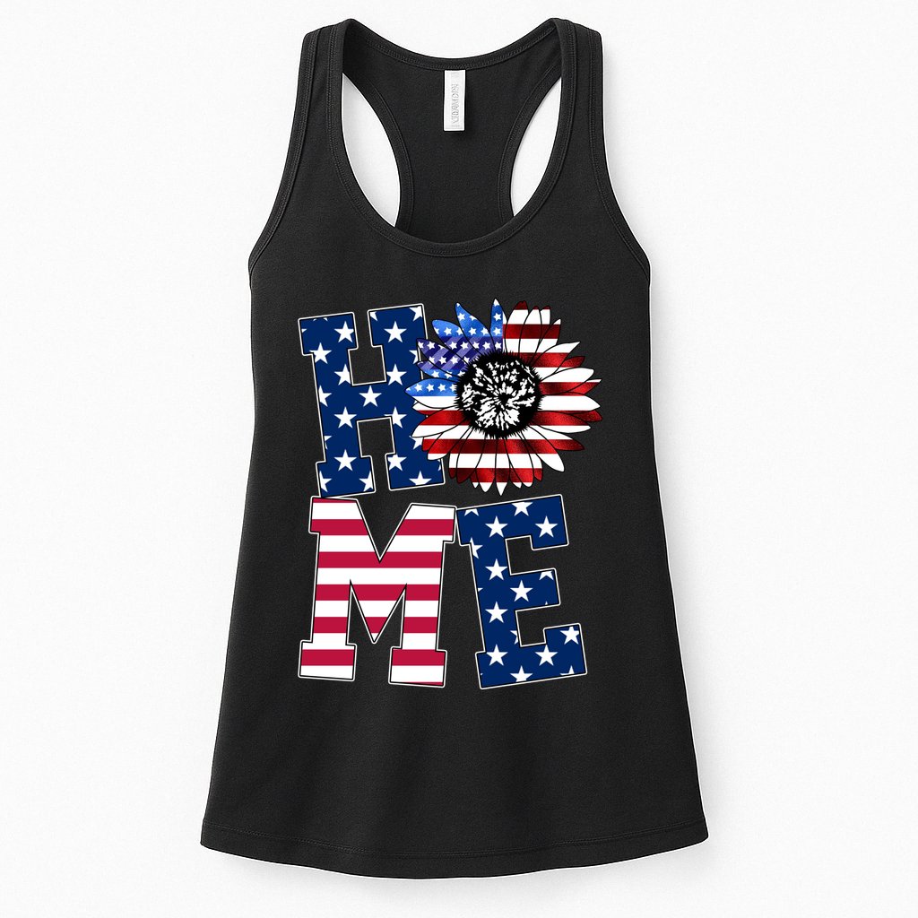 Home USA Sunflower Independence Day Celebration Womens Tank Top
