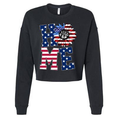 Home USA Sunflower Independence Day Celebration Cropped Pullover Crew