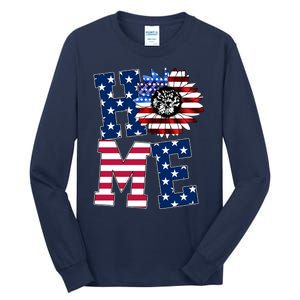 Home USA Sunflower Independence Day Celebration Tall Long Sleeve T-Shirt