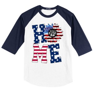 Home USA Sunflower Independence Day Celebration Baseball Sleeve Shirt