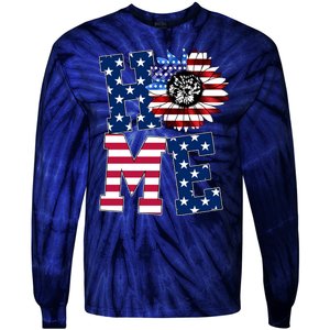 Home USA Sunflower Independence Day Celebration Tie-Dye Long Sleeve Shirt