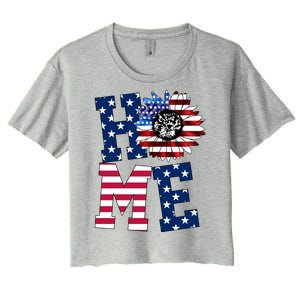 Home USA Sunflower Independence Day Celebration Women's Crop Top Tee