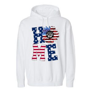 Home USA Sunflower Independence Day Celebration Garment-Dyed Fleece Hoodie