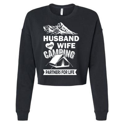 Husband And Wife Camping Partners For life Cropped Pullover Crew
