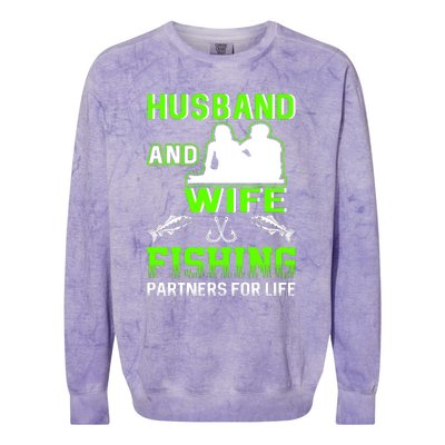 Husband and Wife Fishing Partners for Life Colorblast Crewneck Sweatshirt