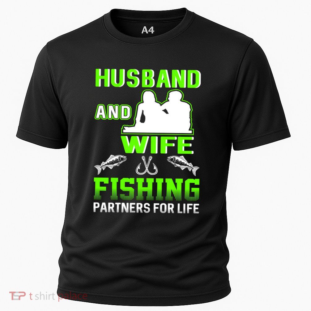Husband and Wife Fishing Partners for Life Cooling Performance Crew T-Shirt