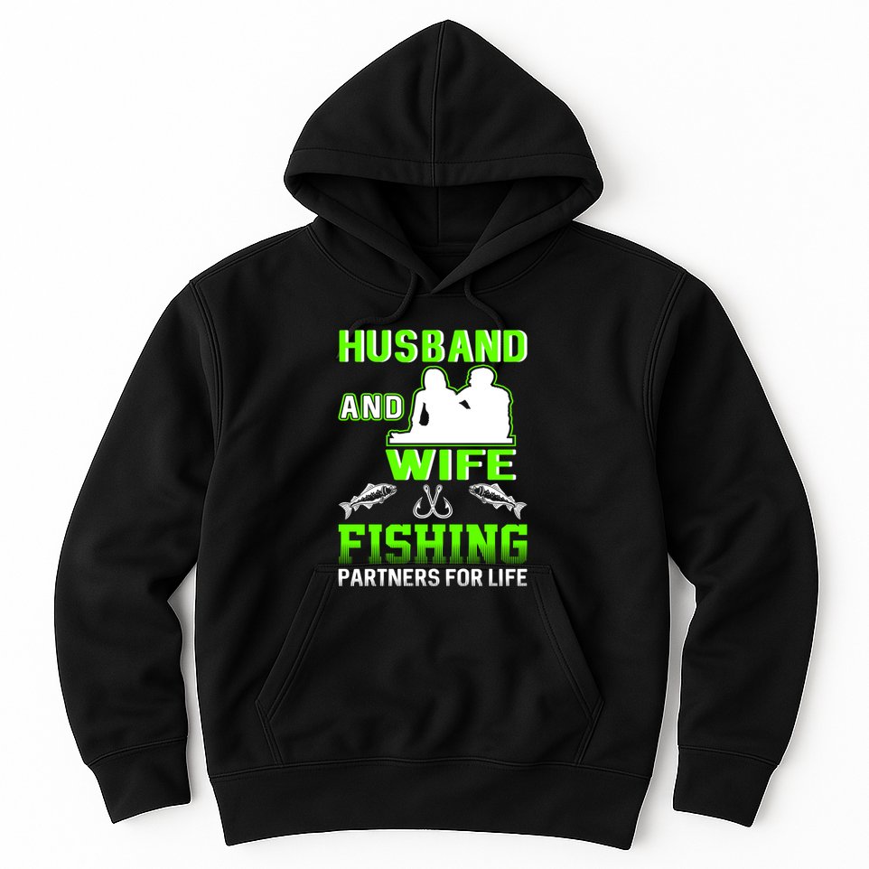 Husband and Wife Fishing Partners for Life Hoodie