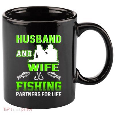 Husband and Wife Fishing Partners for Life 11oz C Handle Ceramic Mug