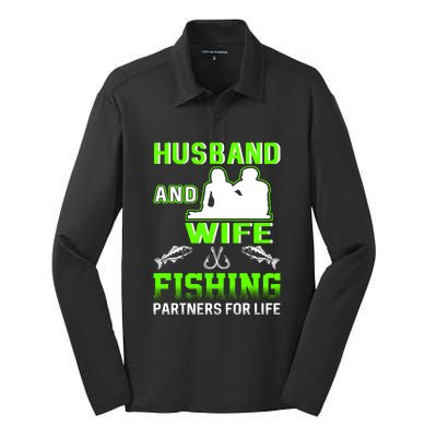 Husband and Wife Fishing Partners for Life Silk Touch Performance Long Sleeve Polo