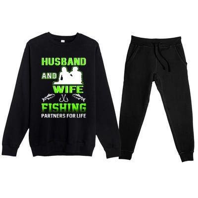 Husband and Wife Fishing Partners for Life Premium Crewneck Sweatsuit Set