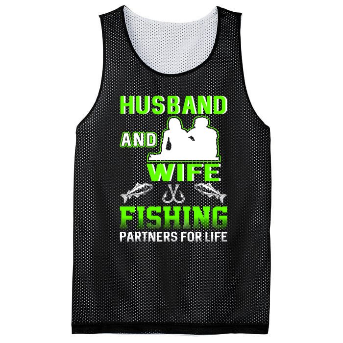 Husband and Wife Fishing Partners for Life Mesh Reversible Basketball Jersey Tank