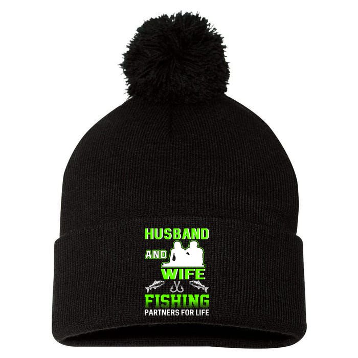 Husband and Wife Fishing Partners for Life Pom Pom 12in Knit Beanie