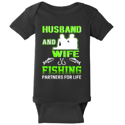 Husband and Wife Fishing Partners for Life Baby Bodysuit