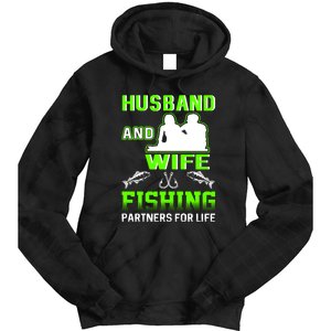 Husband and Wife Fishing Partners for Life Tie Dye Hoodie