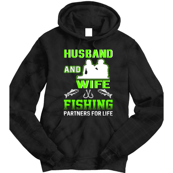 Husband and Wife Fishing Partners for Life Tie Dye Hoodie