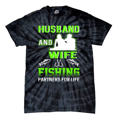 Husband and Wife Fishing Partners for Life Tie-Dye T-Shirt