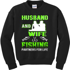 Husband and Wife Fishing Partners for Life Kids Sweatshirt