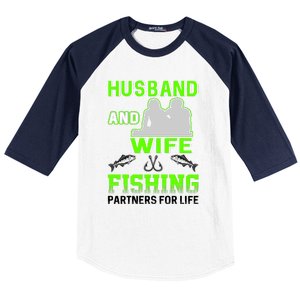 Husband and Wife Fishing Partners for Life Baseball Sleeve Shirt