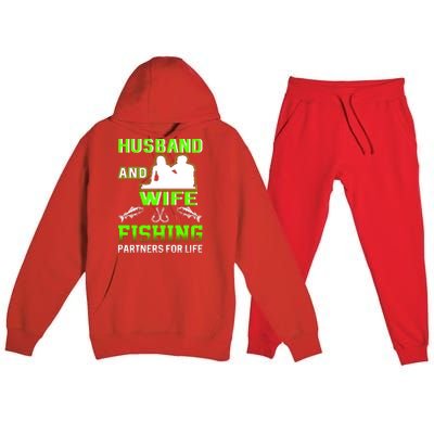 Husband and Wife Fishing Partners for Life Premium Hooded Sweatsuit Set