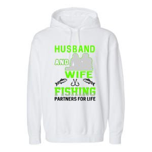 Husband and Wife Fishing Partners for Life Garment-Dyed Fleece Hoodie