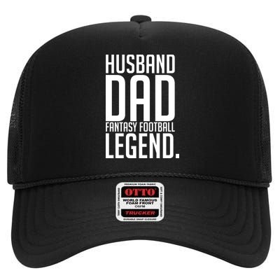 Husband Dad Fantasy Football Legend High Crown Mesh Back Trucker Hat