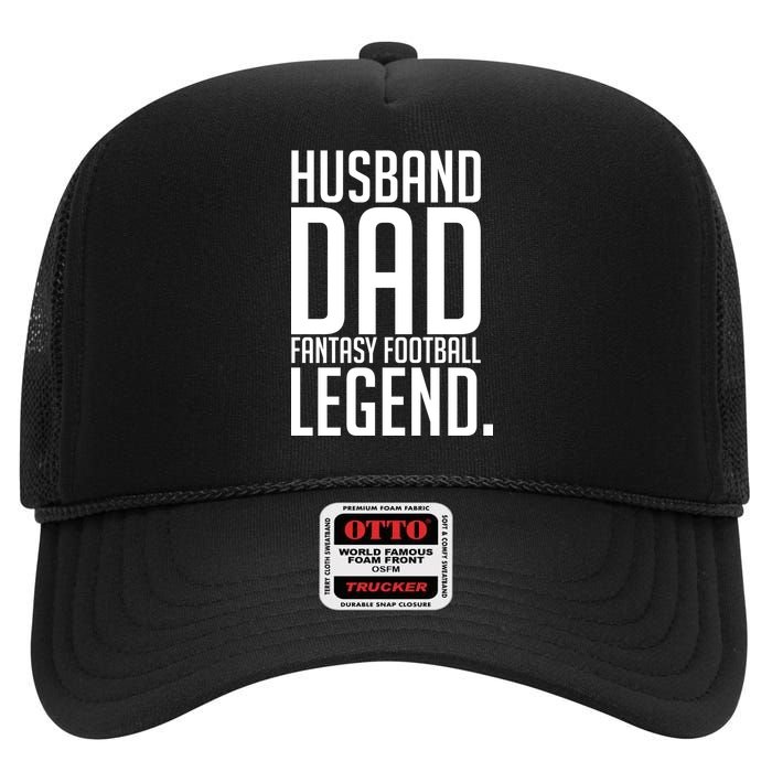 Husband Dad Fantasy Football Legend High Crown Mesh Back Trucker Hat