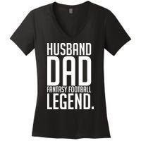 Husband Dad Fantasy Football Legend Women's V-Neck T-Shirt