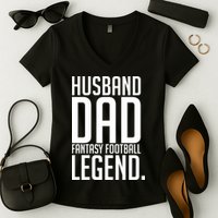 Husband Dad Fantasy Football Legend Women's V-Neck T-Shirt