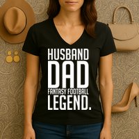 Husband Dad Fantasy Football Legend Women's V-Neck T-Shirt