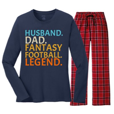 Husband Dad Fantasy Football Legend1 Women's Long Sleeve Flannel Pajama Set 