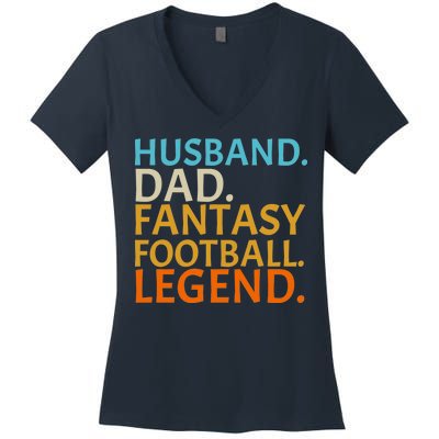 Husband Dad Fantasy Football Legend1 Women's V-Neck T-Shirt