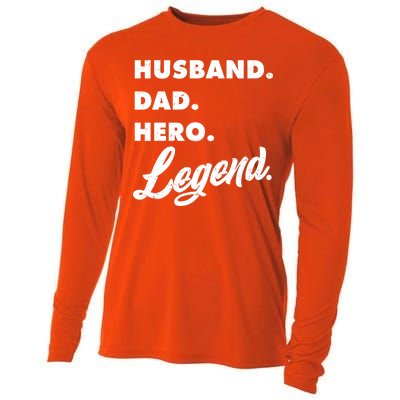 Husband Dad Hero Legend Cooling Performance Long Sleeve Crew