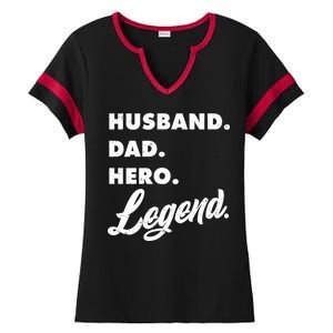 Husband Dad Hero Legend Ladies Halftime Notch Neck Tee