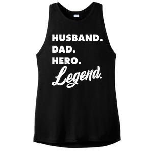 Husband Dad Hero Legend Ladies PosiCharge Tri-Blend Wicking Tank