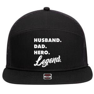 Husband Dad Hero Legend 7 Panel Mesh Trucker Snapback Hat