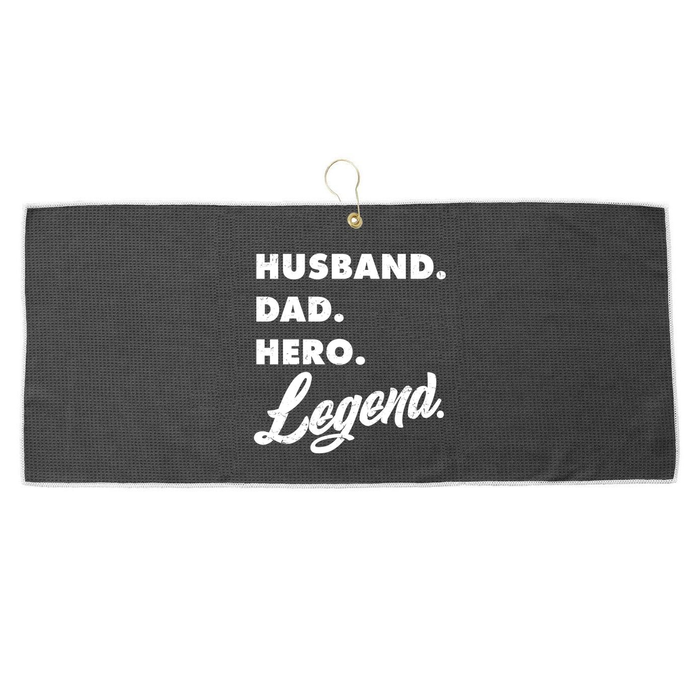 Husband Dad Hero Legend Large Microfiber Waffle Golf Towel