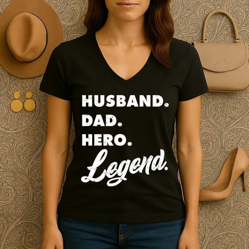 Husband Dad Hero Legend Women's V-Neck T-Shirt