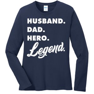 Husband Dad Hero Legend Ladies Long Sleeve Shirt