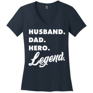 Husband Dad Hero Legend Women's V-Neck T-Shirt