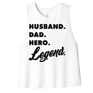 Husband Dad Hero Legend Women's Racerback Cropped Tank