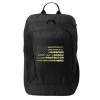Husband Daddy Protection Hero US American Camo Flag City Backpack