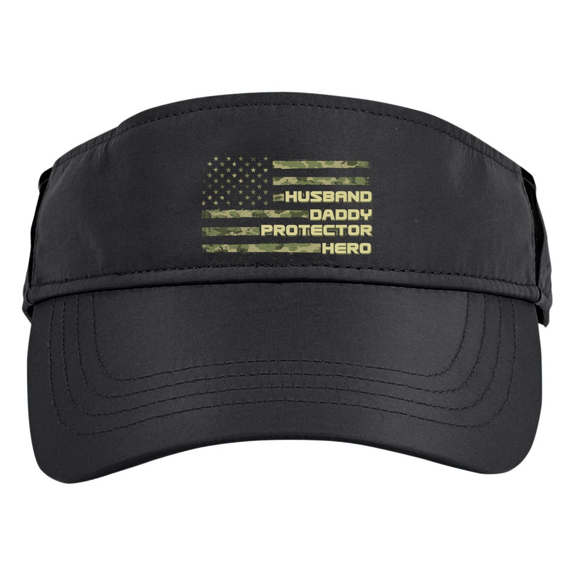 Husband Daddy Protection Hero US American Camo Flag Adult Drive Performance Visor
