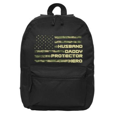 Husband Daddy Protection Hero US American Camo Flag 16 in Basic Backpack