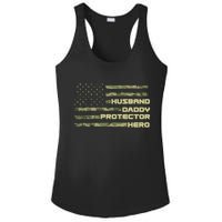 Husband Daddy Protection Hero US American Camo Flag Ladies PosiCharge Competitor Racerback Tank