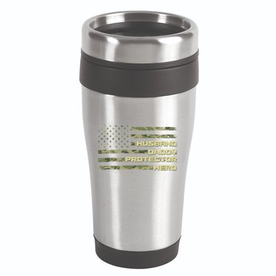 Husband Daddy Protection Hero US American Camo Flag 16oz Travel Tumbler