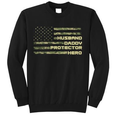 Husband Daddy Protection Hero US American Camo Flag Tall Sweatshirt